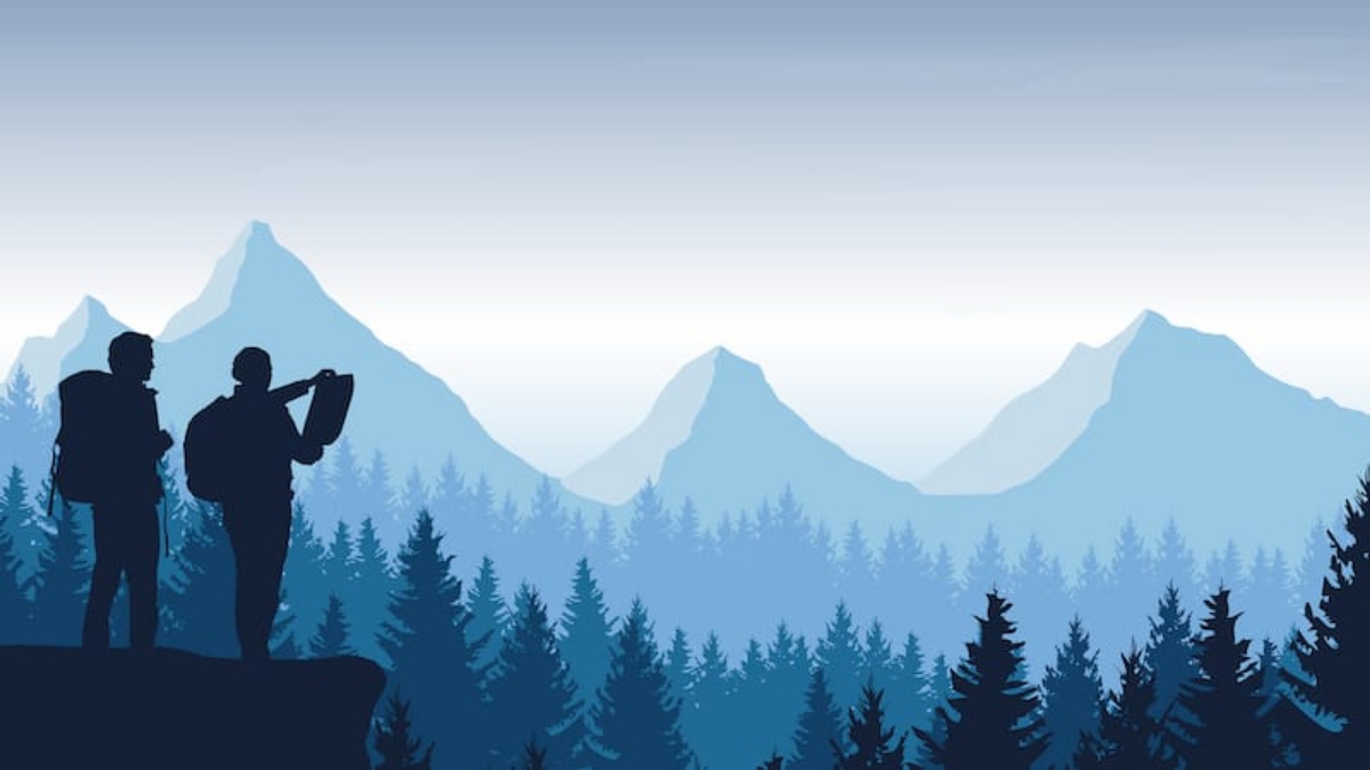 hiker with guide in wilderness